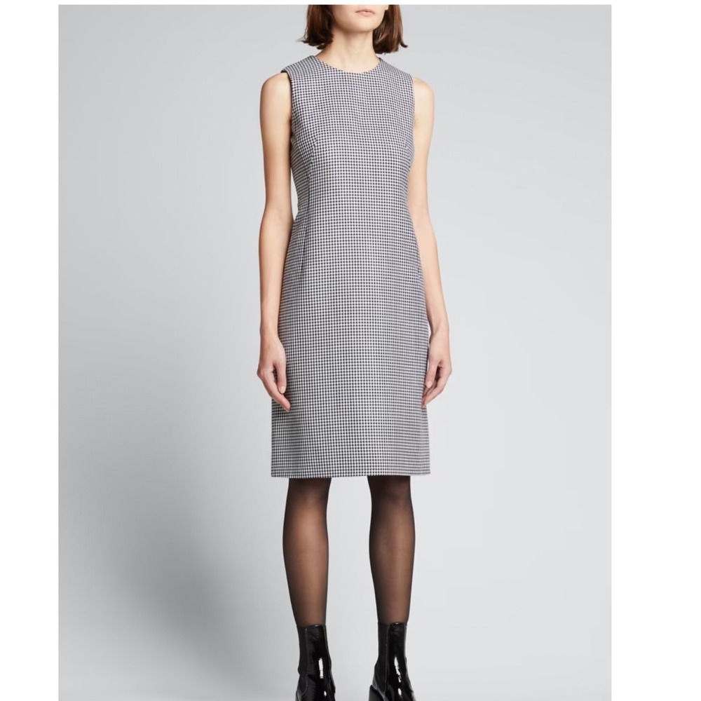 Akris Womens Navy White Gingham Sleeveless Shift Dress 8